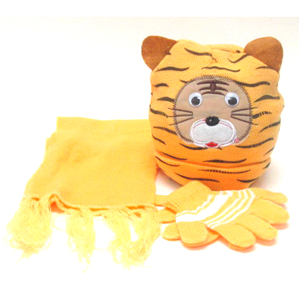 Kids animal winter full set - beanie muffler gloves set