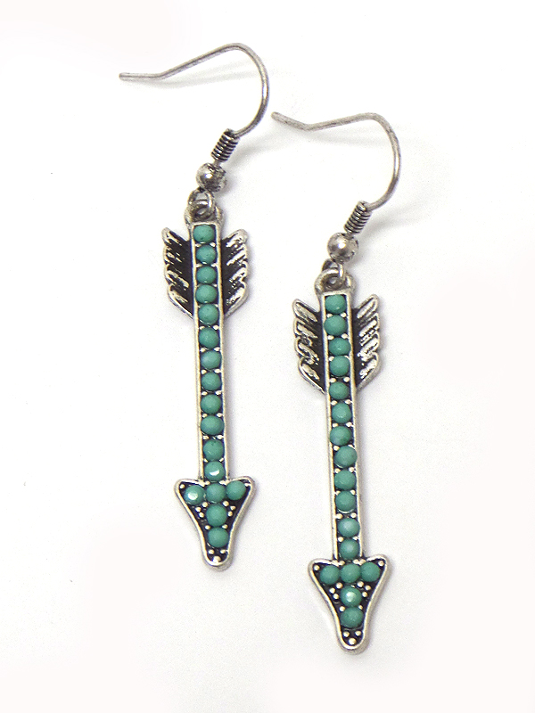 Western theme stone deco arrow earring