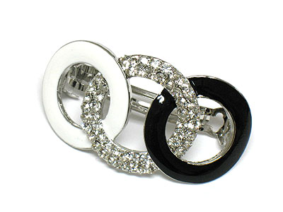 Crystal and black and white three round hair pin