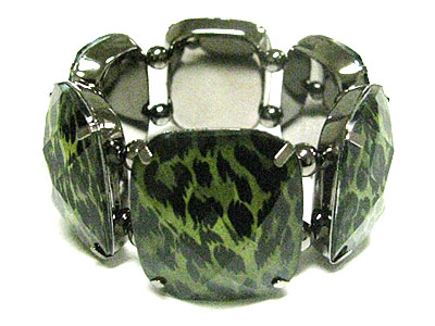 Animal pattern facet glass stretch bracelet