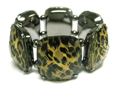 Animal pattern facet glass stretch bracelet