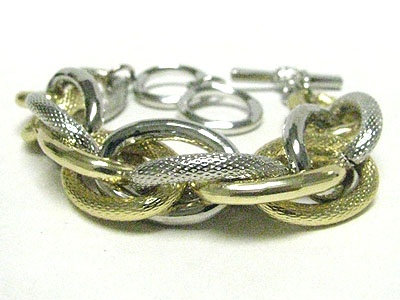 Two tone metal chain link bracelet