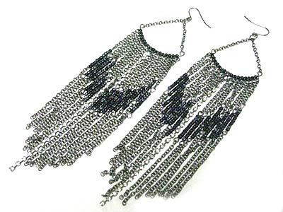 Seed beads tube metal tassel drop earring