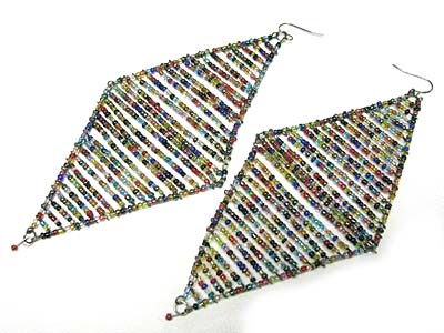 Seed beads thread rhombus shape earring