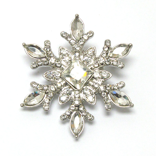 Crystal snowflake brooch or pin