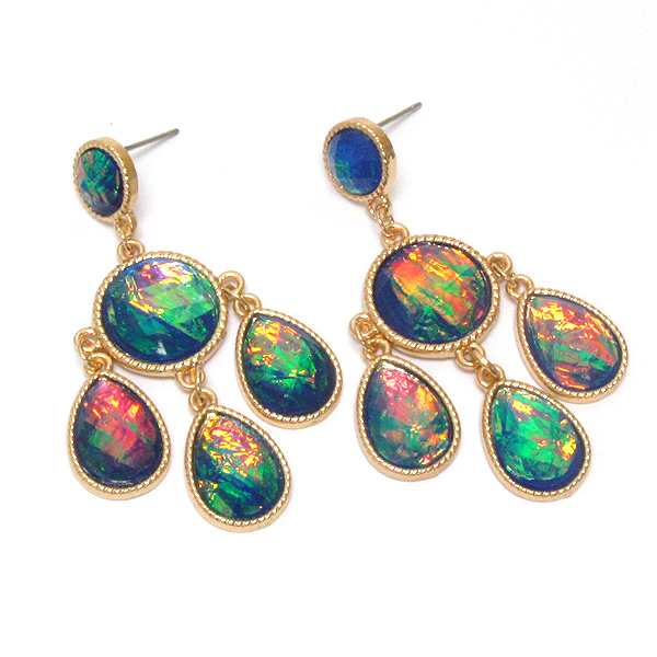 Abalone finish facet teardrop glass earring