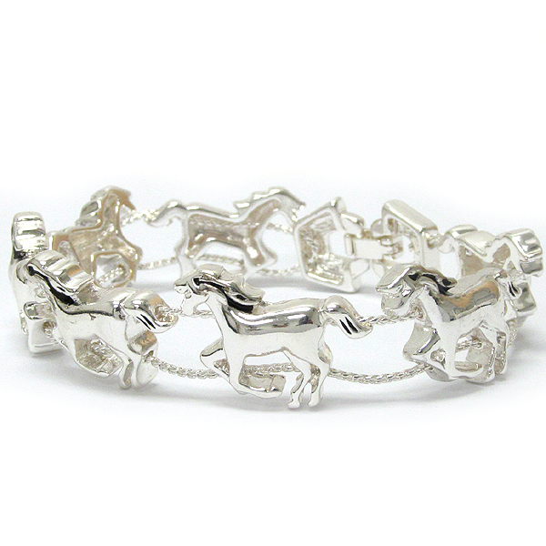 Sliding fold over clasp horse theme bracelet