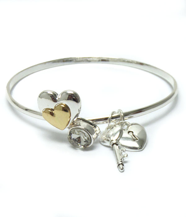 Metal heart bangle with key and lock bangle bracelet -valentine