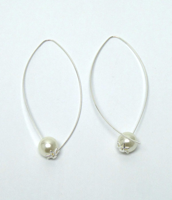 Thin drop pearl earrings