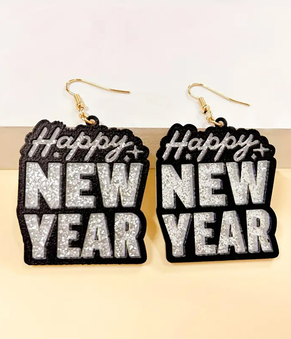 Sparkling happy new year earring