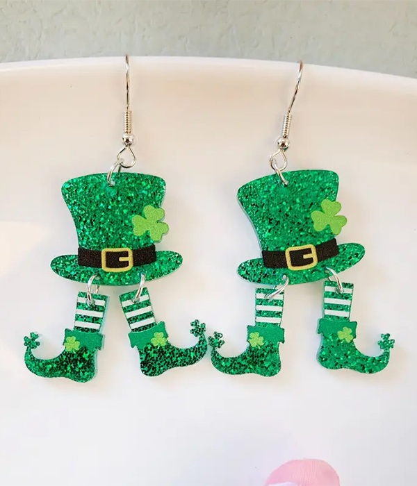 St patrick boot and hat earring