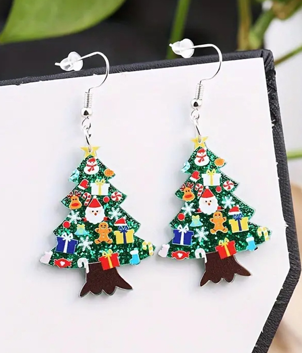 Christmas theme acrylic tree earring