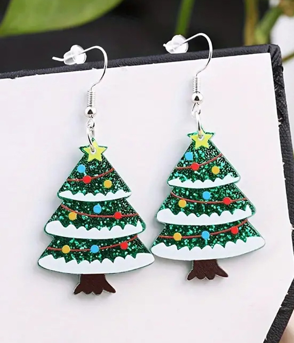 Christmas theme acrylic tree earring