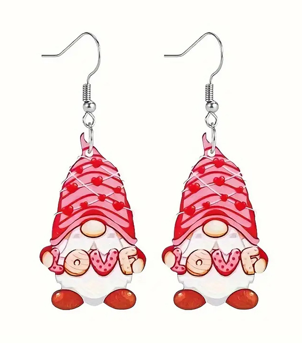 Love gnome acrylic earring