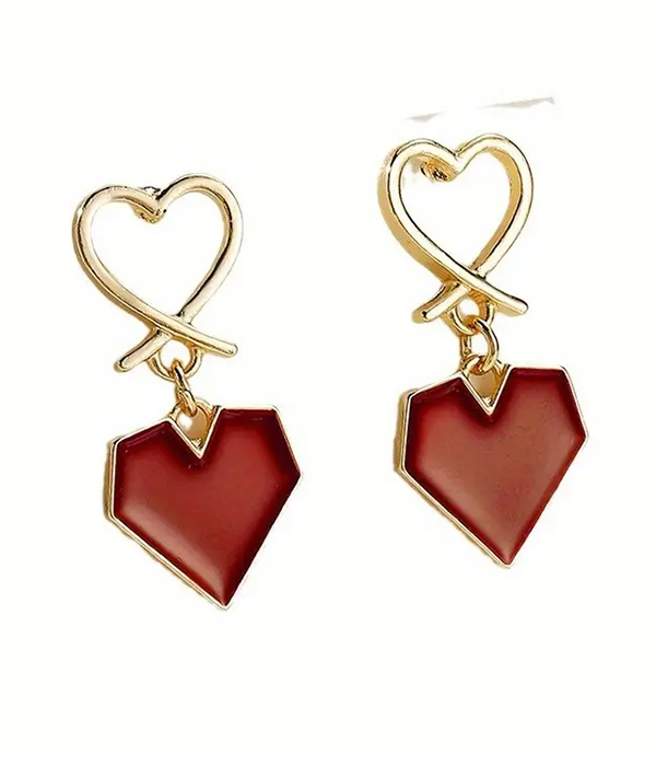 Heart dangle drop earring