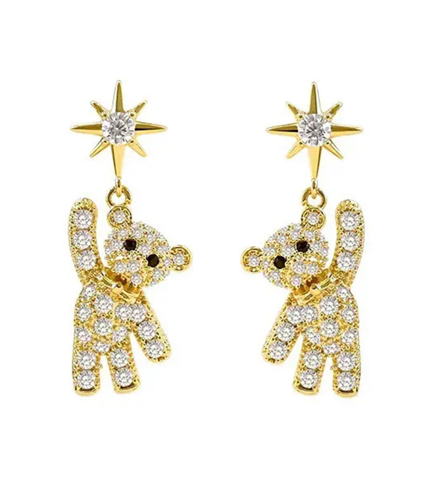 Crystal teddy bear earring