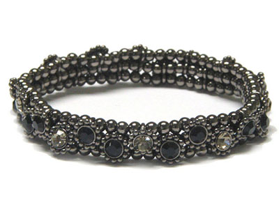 Crystal and metal stretch bracelet