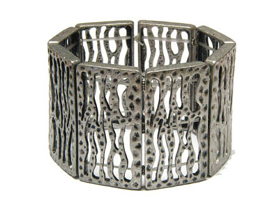 Burnish heavey metal wide stretch bracelet