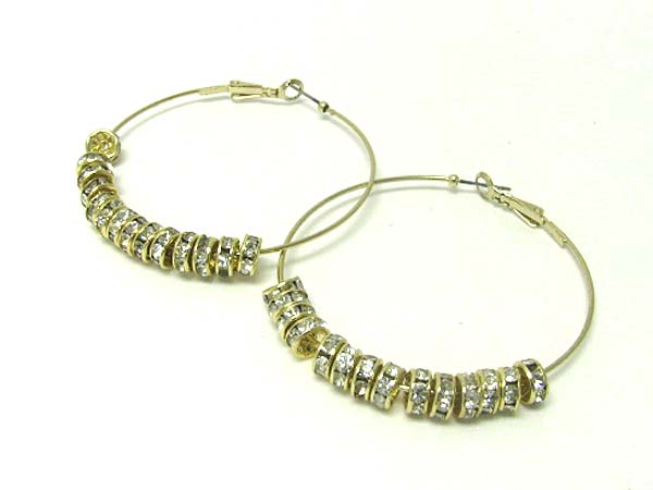 2.5 inch hoop crystal rondelle ring dangle basketball wives inspired earring - hoops