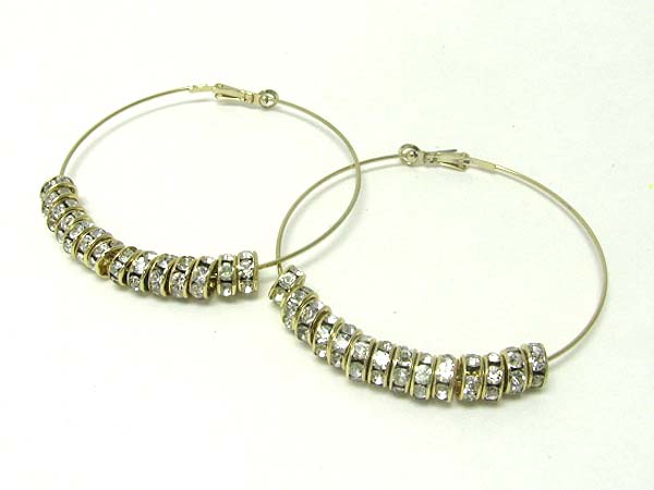 3 inch hoop crystal rondelle ring dangle basketball wives inspired earring - hoops