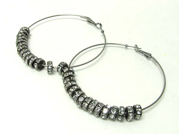 3 inch hoop crystal rondelle ring dangle basketball wives inspired earring - hoops