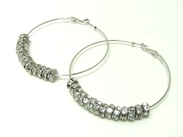 3 inch hoop crystal rondelle ring dangle basketball wives inspired earring - hoops