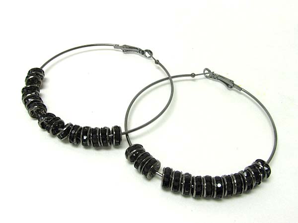 3 inch hoop crystal rondelle ring dangle basketball wives inspired earring - hoops