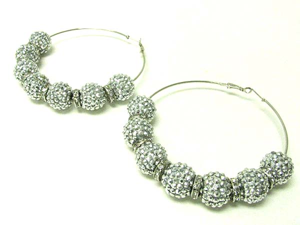 3.5 inch hoop crystal rondelle ring  and fireball dangle basketball wives inspired earring - hoops