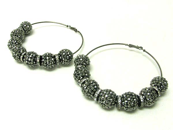 3.5 inch hoop crystal rondelle ring  and fireball dangle basketball wives inspired earring - hoops