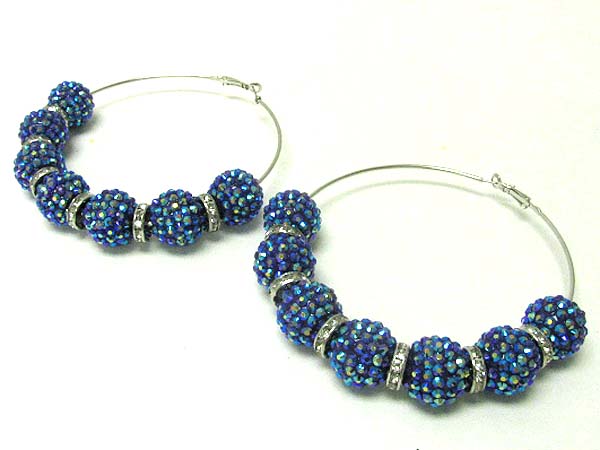 3.5 inch hoop crystal rondelle ring  and fireball dangle basketball wives inspired earring - hoops