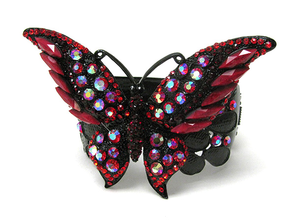 Crystal deco large butterfly bangle bracelet