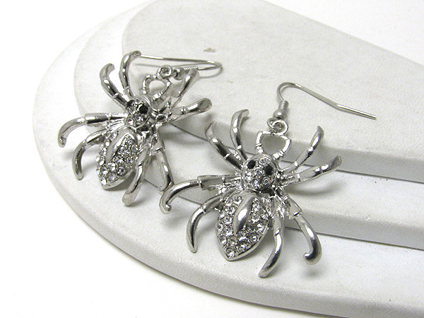 Crystal deco spider earrings