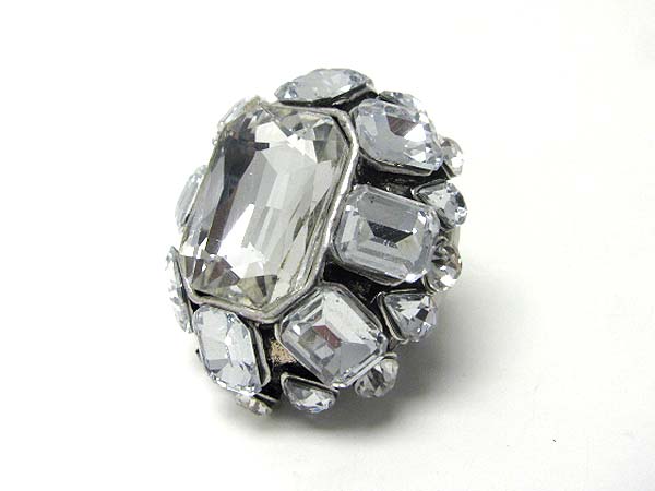 Crystal and glass deco cocktail stretch ring