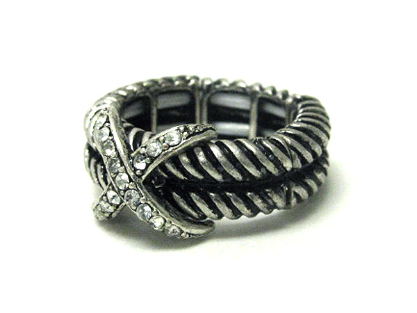 Crystal cross designer style stretch ring