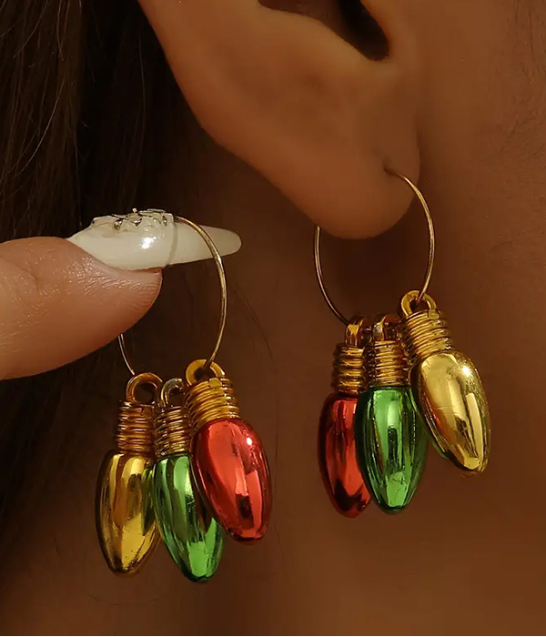 Light bulb dangle hoop earring