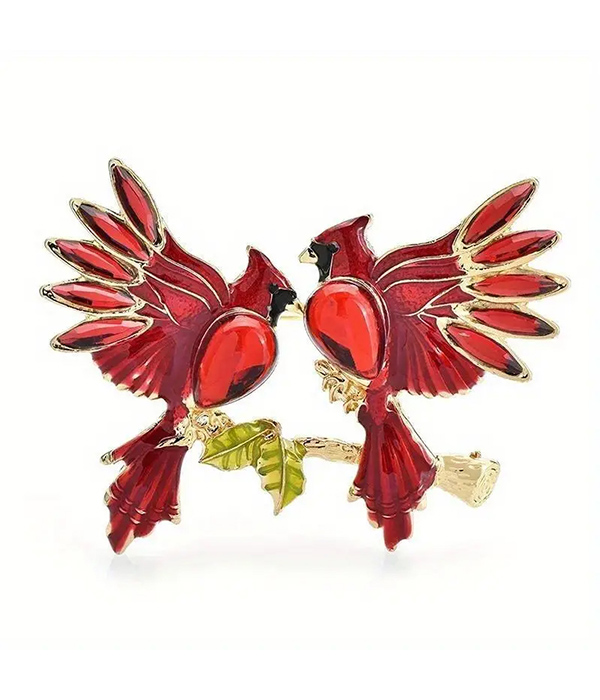 Red bird brooch