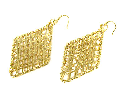 Metal mesh traperzoid earring