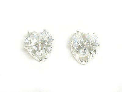 Cubic heart stud earring