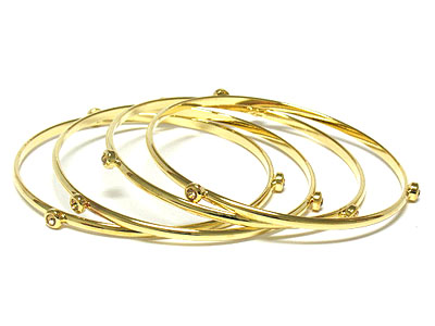 5 line crystal stud metal bangle set