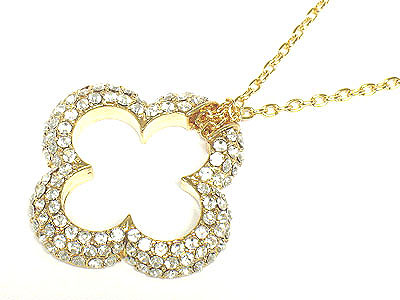 Designer style crystal flower symbol necklace