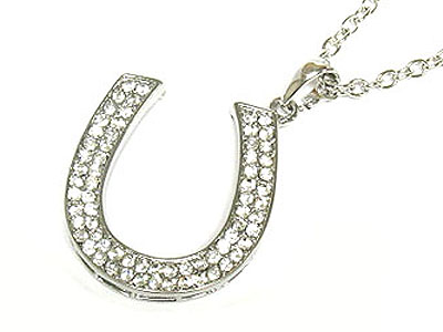 Large crystal horse shoe necklace