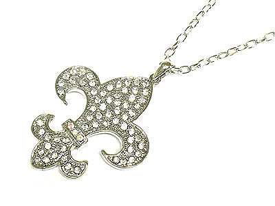 Crystal fleur de lis necklace - large