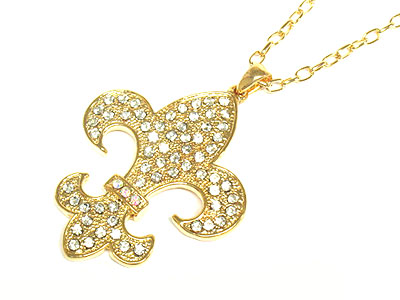 Crystal fleur de lis necklace - large