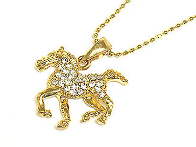 Crystal horse necklace