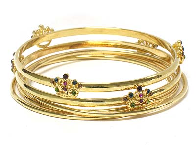 Small crystal crown  multi metal bangle