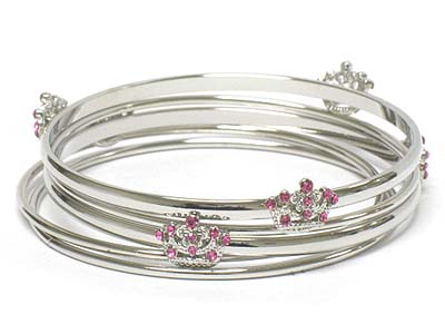 Small crystal crown  multi metal bangle