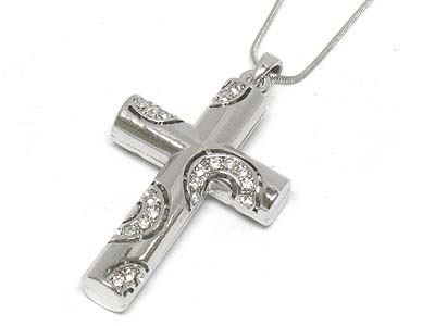 Crystal deco cross pendant necklace