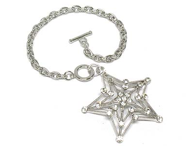 Crystal paved star charm toggle bracelet