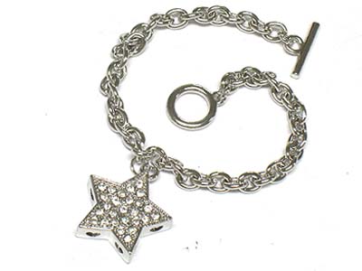 Crystal star charm toggle bracelet