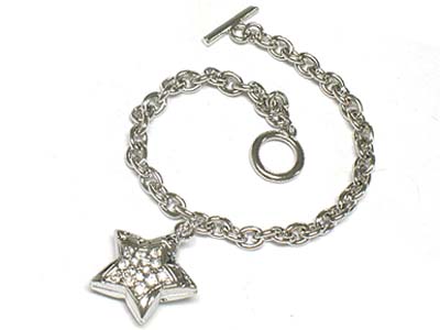 Crystal star charm toggle bracelet 